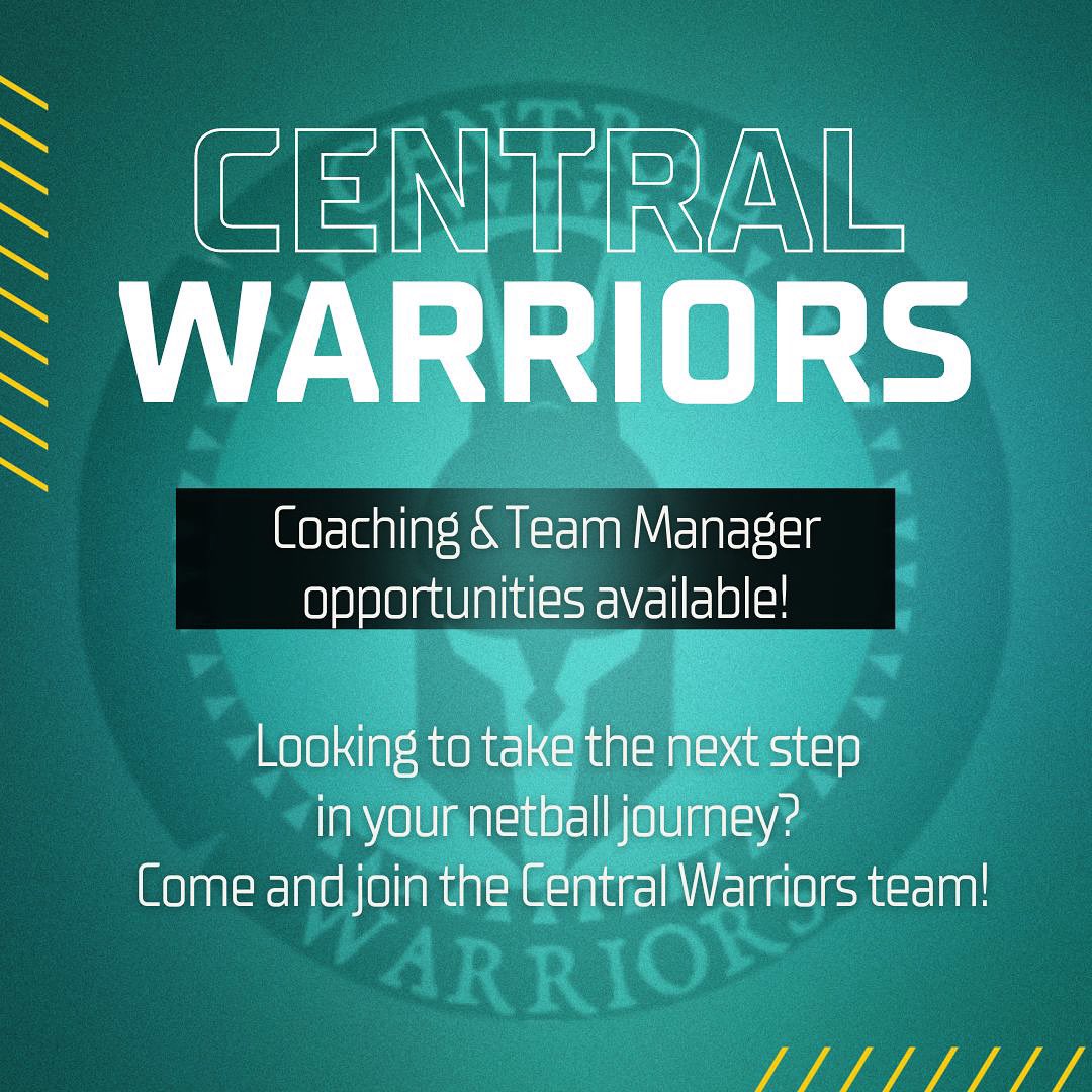 Are you looking to take the next step in your coaching career? Or be part of a high performance netball environment? 

Come and be part of our Central Warriors team ⚔️

Use the link in our bio to for more information!