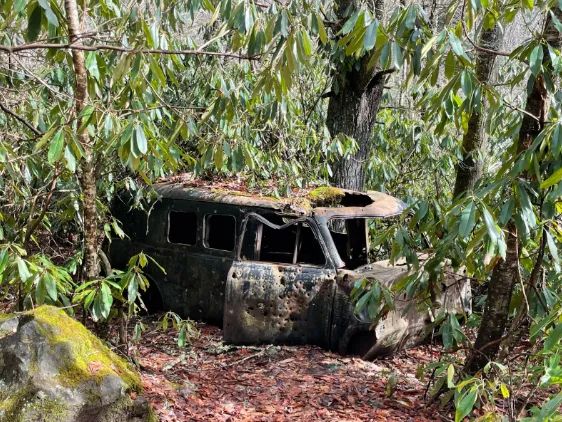 whileiwalkbook's tweet photo. How did this bus end up on a mountainside? 

There’s a book here, somewhere!

Hiking by Snowbird Creek in North Carolina.

#Hiking #Nature #TheGreatOutdoors #NorthCarolina https://t.co/3dDlJ4tIUC