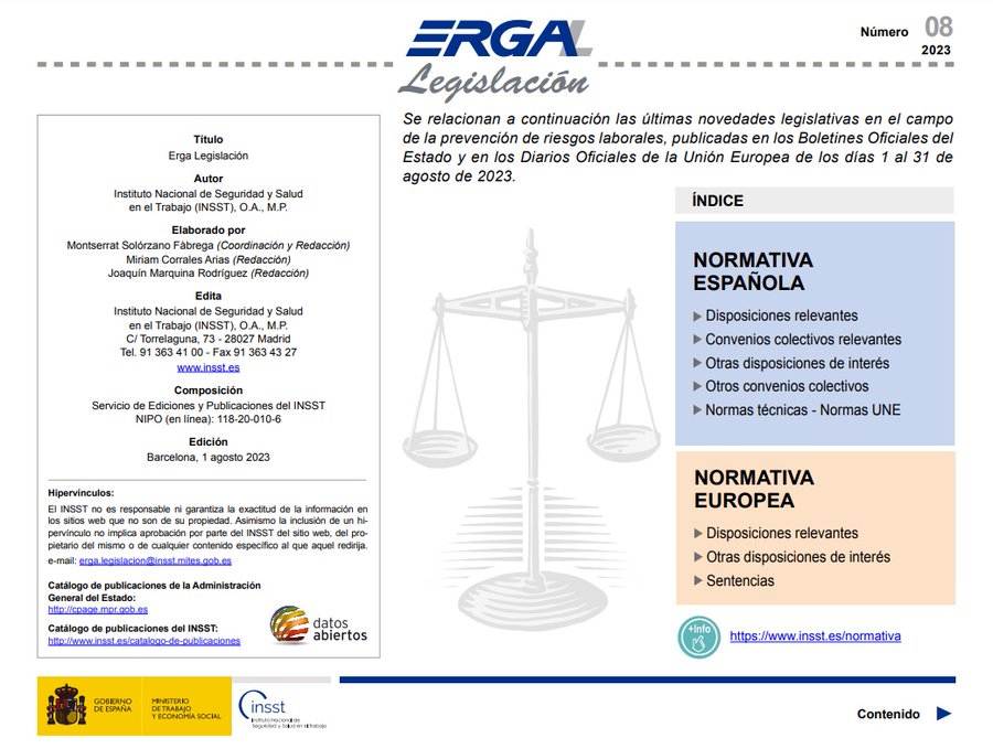INSST_MITES_GOB's tweet photo. 🤔No te pierdas las novedades legislativas en materia de seguridad y salud laboral
 
⚖️Ya está disponible el último #Erga Legislación del #INSST con las noticias de SST publicadas en el @boegob y en el Diario Oficial de la UE 
 
🔎Consúltalo aquí👉 https://t.co/CvtL4XJ5FP https://t.co/r3LrsdQyJ8