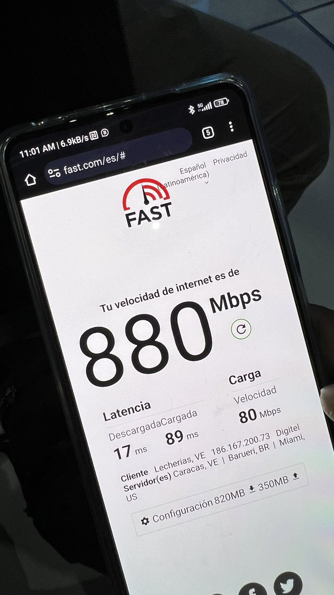 huguito's tweet photo. Mi primera prueba de 5G gracias a Digitel https://t.co/L0q2LEHIIL