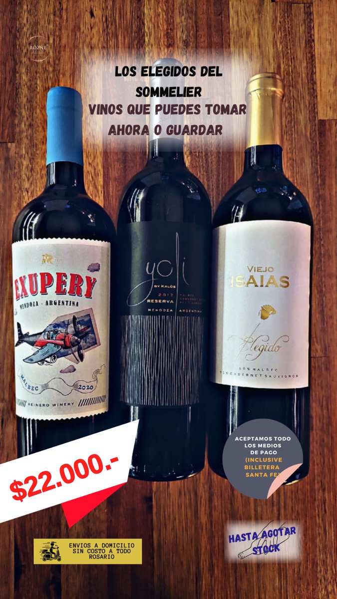 Se acerca el fin de semana y nuestro sommelier quiere dejarte sus elejidos.

Disponible por tiempo limitado

📌Alvear 273 📌Güemes 2533

📞 4380307 // 2981336
📱WhatsApp: wa.link/5m67r1

Envío sin costo a todo Rosario