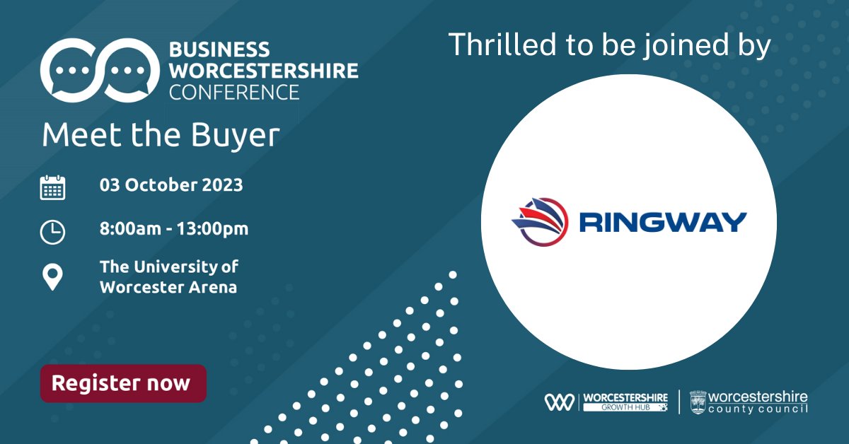 Excited to announce Ringway will be joining us at our upcoming Business Worcestershire Conference! Don't miss out in this opportunity to connect with them and explore potential contracting opportunities. 

Register your free place  👉 bit.ly/BusinessWorcCo…