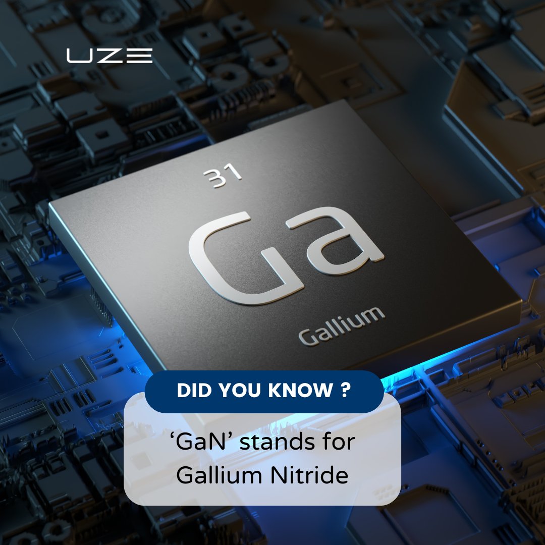 UZE_TECH's tweet image. Trivia Thursday: Did you know the term ‘GaN’ stands for Gallium Nitride? It&apos;s what makes our chargers so efficient! 💡#gantechnology #gancharger #uzetechnology #uzetech #uzecharger