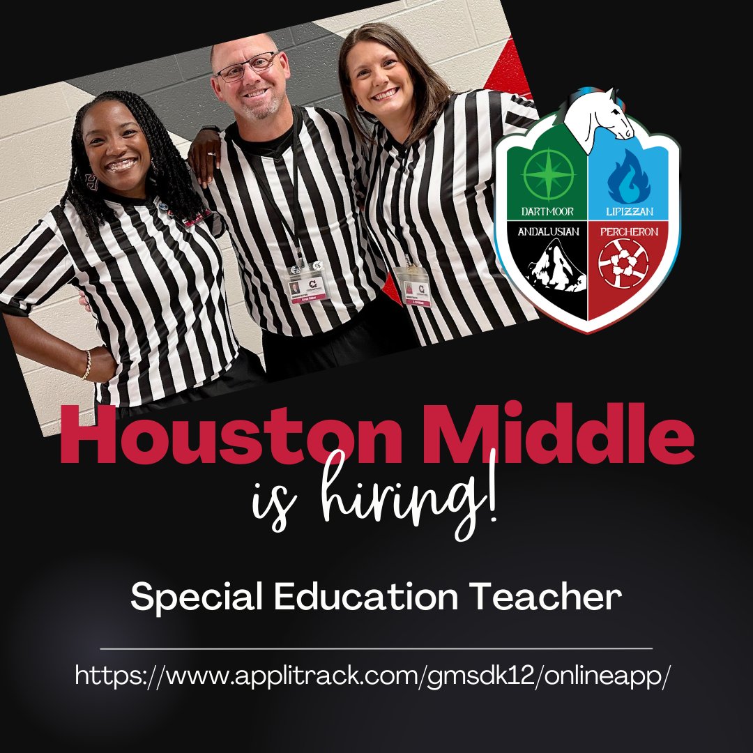These Awesome Administrators want to invite you to join their team. <a href="/hmsmustangs1/">HoustonMiddleSchool</a> is hiring! Check out the link in our bio to apply today.

#TeachGMSD