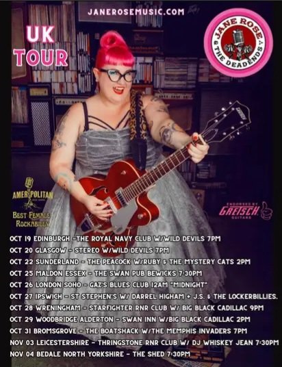When the first you hear of a gig is when they are about to pull it?? I've put my money where my mouth is and bought tickets for @janerosemusic at #Sunderland @ThePeacockSun It costs a fortune to fly from Nashville so would be nice to see the #Rockabilly crowd #RockandRoll
