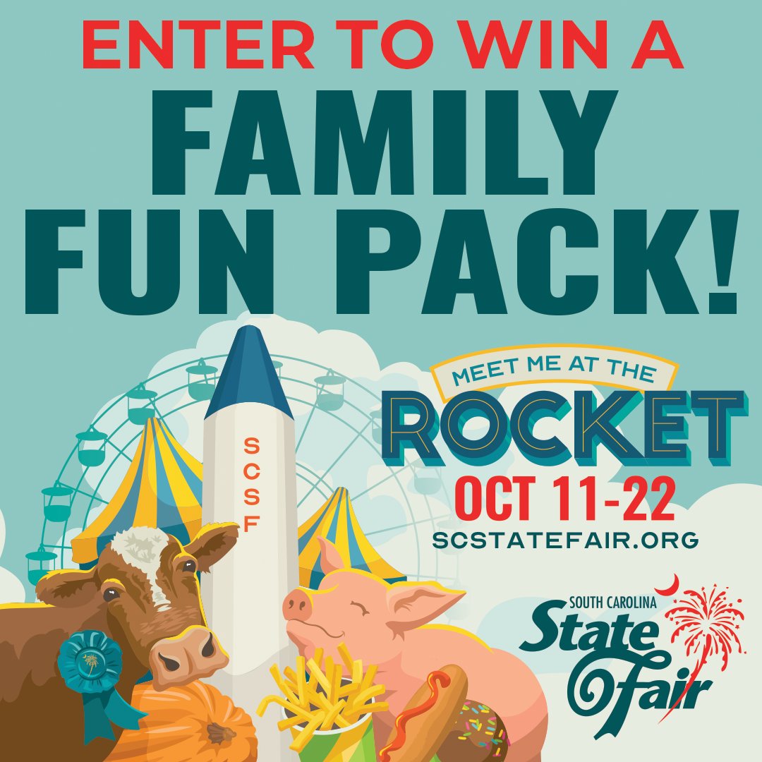 Enter now to win 4 admission passes, 2 ride vouchers to the #SCStateFair and 1 car pass to #CarolinaLights.  app.hive.co/l/3t8drm