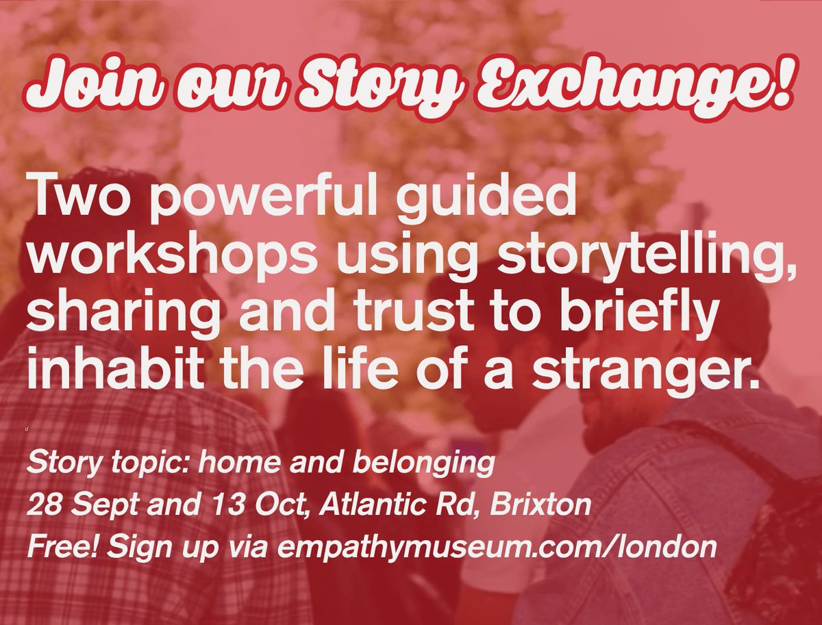 Empathy Museum (@empathymuseum) on Twitter photo Last couple places available on tonight's workshop with the most excellent <a href="/narrative4/">Narrative 4</a>! No story too big or too small – it's the process that matters!
(and the process really is special)
Save your space at empathymuseum.com/london Last couple places available on tonight's workshop with the most excellent <a href="/narrative4/">Narrative 4</a>! No story too big or too small – it's the process that matters!
(and the process really is special)
Save your space at empathymuseum.com/london