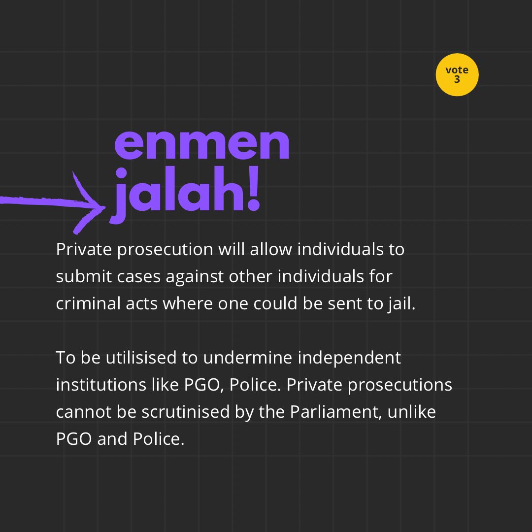 Muizzufesto #19.11

You think you are going to be safe because you are not a political leader? 

NOPE. Muizzu has pledged to introduce private prosecution to allow INDIVIDUALS to submit criminal cases to court; meaning ANYONE can send YOU to JAIL.