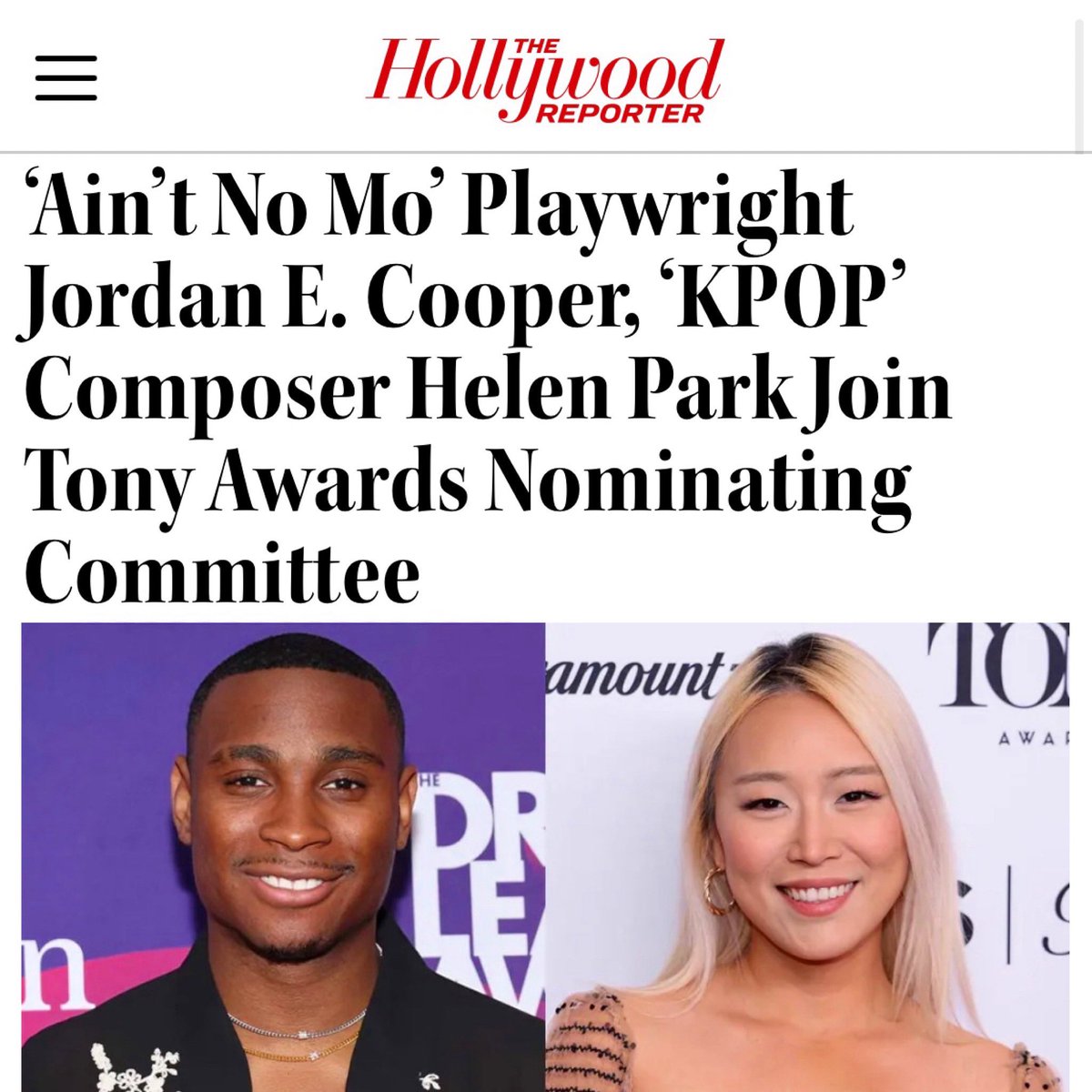 10 year old me is still freaking out. Honored to be apart of the @TheTonyAwards nominating committee along with Helen Park and so many other incredible folks for the next three seasons. Thank you @dramatistsguild 🙏🏾