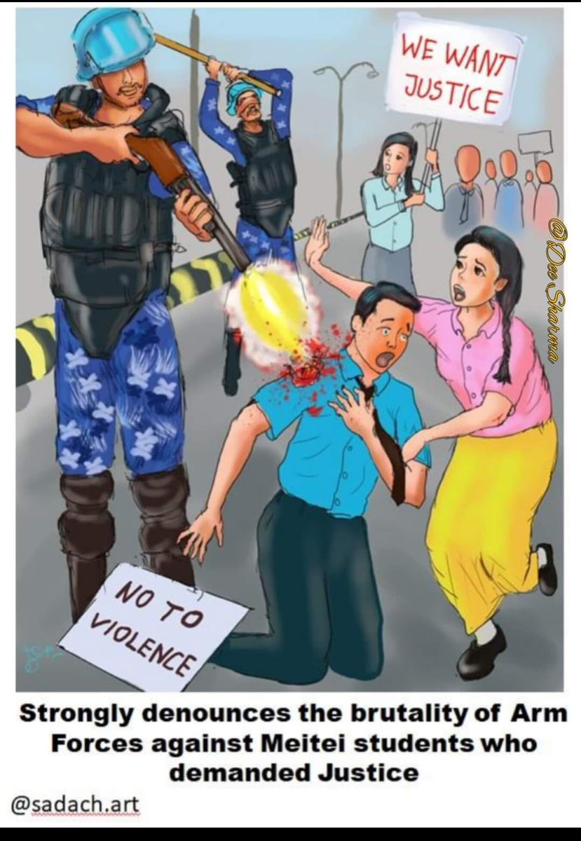The world is watching. The double standards employed by the army in Manipur are a stain on our commitment to justice and equality. 

#SaveRight2Protest #ProtectArticle19
<a href="/crpfindia/">🇮🇳CRPF🇮🇳</a> <a href="/adgpi/">ADG PI - INDIAN ARMY</a> <a href="/official_dgar/">The Assam Rifles</a>