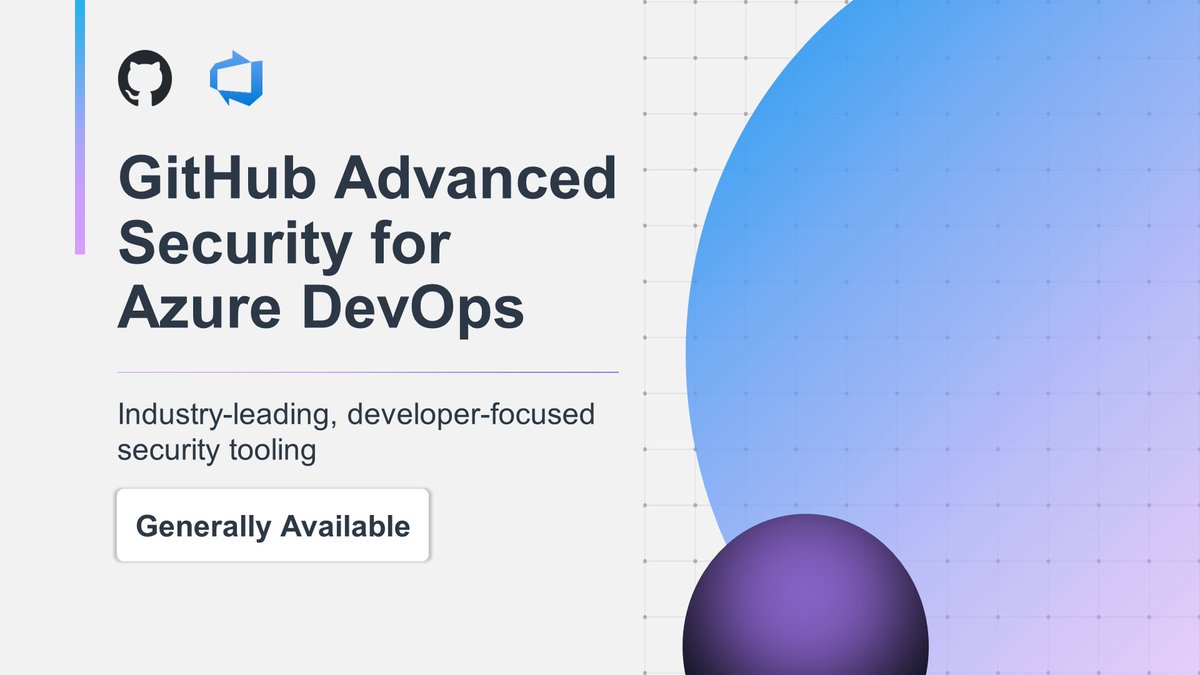 AzureDevOps's tweet photo. GitHub Advanced Security for Azure DevOps is now available!

Enable dependency, secret, and code scanning within #AzureDevOps and connect to Microsoft Defender for Cloud to give #security teams unparalleled visibility into application security posture. https://t.co/s25vfbJyyT https://t.co/9wJLl3eI9s