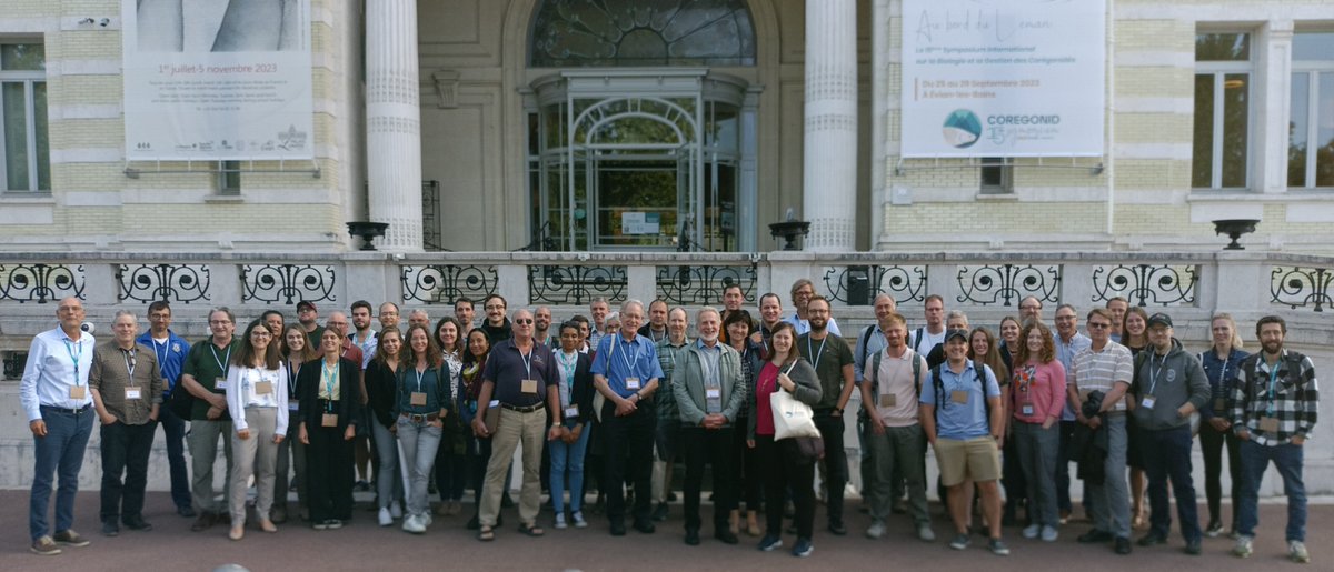 Picture group for a souvenir of the Coregonid Symposium coregonid2023.symposium.inrae.fr <a href="/coregonid_isbmc/">Coregonid 2023</a> in <a href="/evian_ville/">Ville d'Evian</a> organised by <a href="/UmrCarrtel/">UmrCarrtel</a> <a href="/INRAE_France/">INRAE</a> <a href="/Univ_Savoie/">UnivSavoieMontBlanc</a>. Thanks @ChloeGoulon  from everyone for the great job! Next one in #CANADA #2026