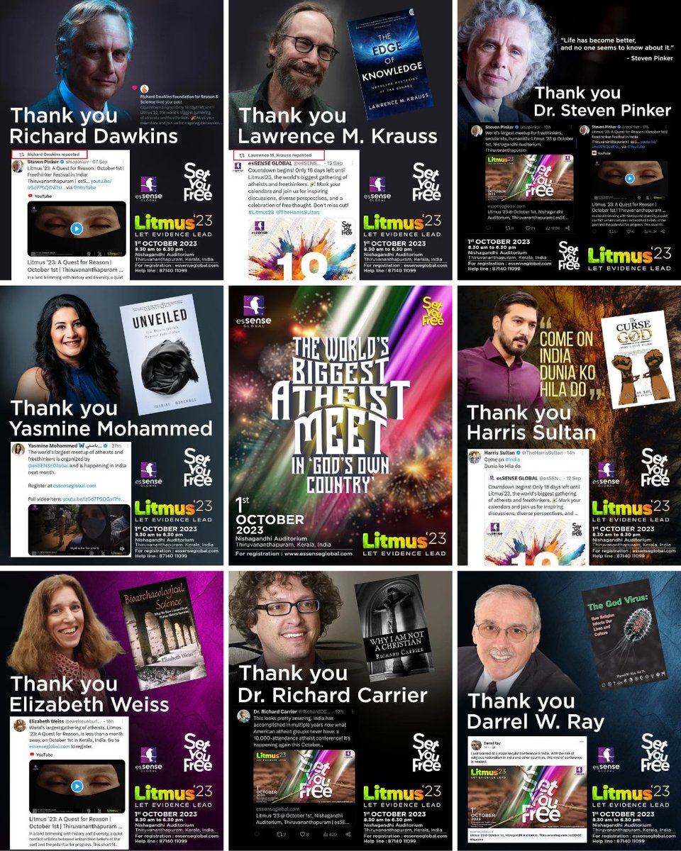 esSENSEGlobal's tweet photo. Join us in making history at Litmus'23, the world's biggest gathering of atheists &amp; freethinkers!

 Oct 1, 2023
📍Nishagandhi Auditorium, Trivandrum, India
🎟️ Registration &amp; Info : https://t.co/hPwElKAkge https://t.co/5r00VE9ZjW