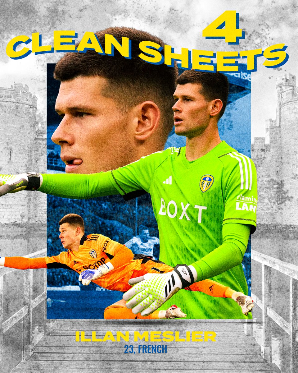 UNOFFICIAL POSTER - <a href="/LUFC/">Leeds United</a> 

September statistics:
🤵 #IllanMeslier
⚔️4 clean sheets
🖐️9 saves
⏰361 minuets played

#LUFC #MOT