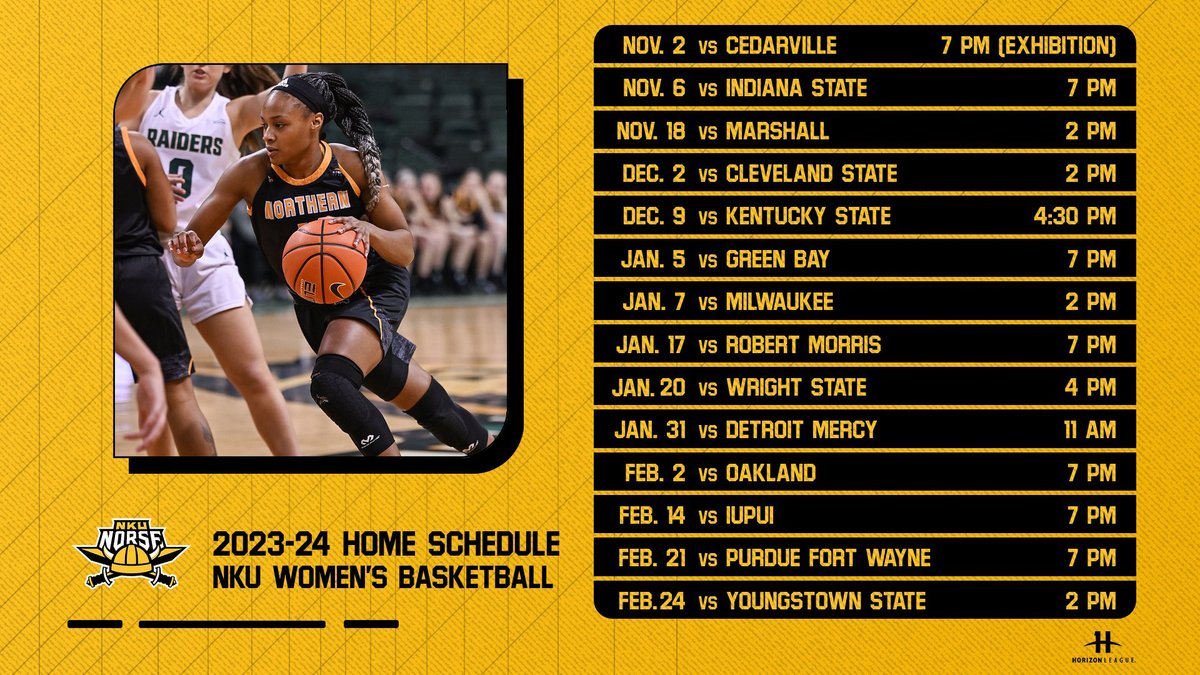 Mark it 𝘿𝙊𝙒𝙉!✔️

Tip times for 𝐀𝐋𝐋 2023-24 home games are 𝐇𝐄𝐑𝐄 ⤵️ 

📰 - bit.ly/3rojkxR
🗓️ - bit.ly/468Sed8
🎟️ - bit.ly/3rnmrWO

<a href="/NKUNorse/">Northern Kentucky Athletics</a> | #NorseUp
