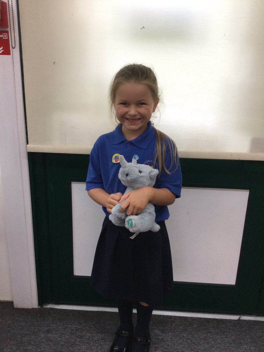 Meet Reggie! Our respectful Rhino. Each week Reggie picks someone who has been a respectful and spends the day with them. 
E- for being kind and caring to her new classmates!
R- for coming in with a smile and trying really hard in class!
#LoveLearnLive
#RespectRhino