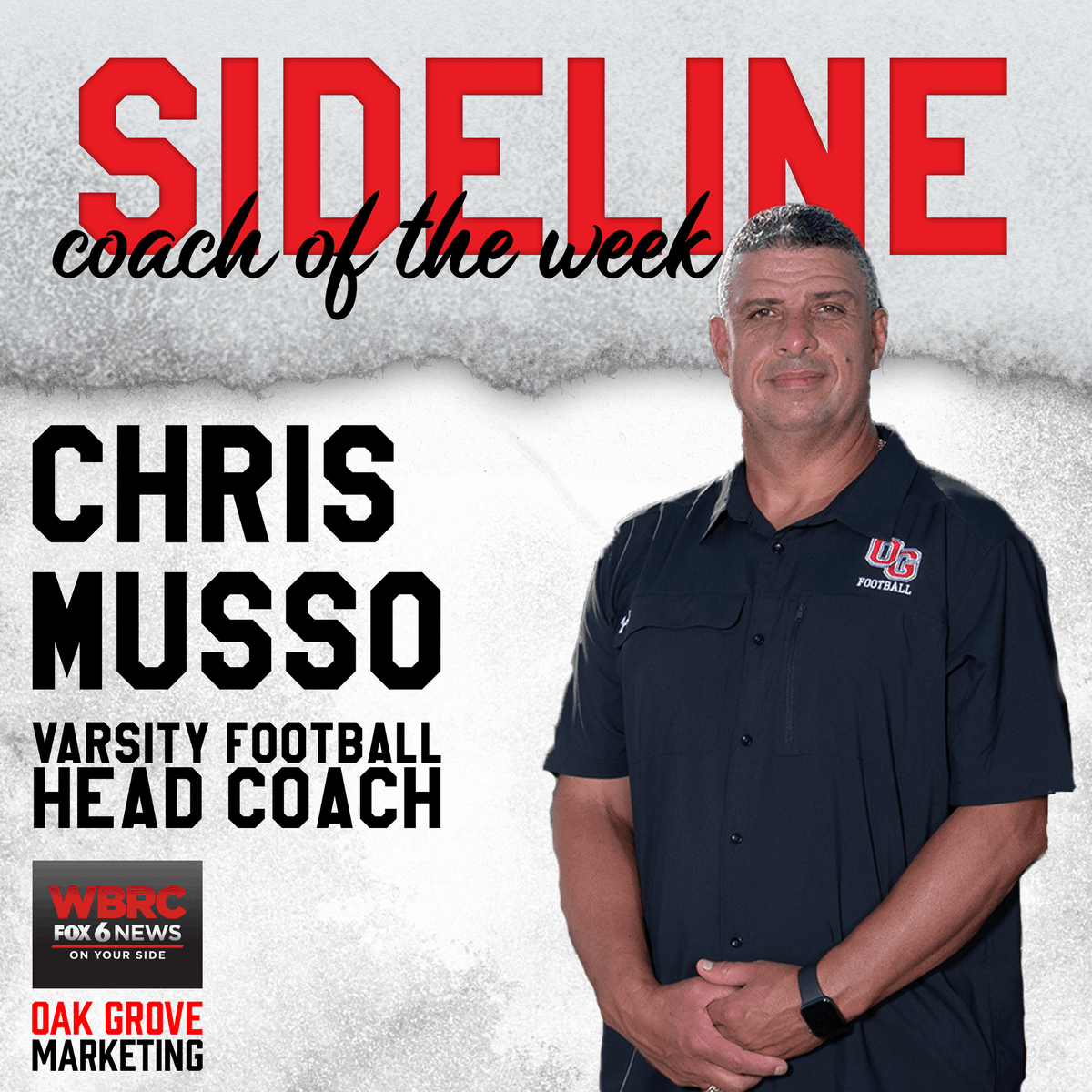 OakGroveTigers's tweet photo. Congratulations to Coach Musso for being selected as FOX6 Sideline Coach of the Week. Go Tigers! 🐅🎉

#SIDELINE #OG4LIFE #HAPPYTOBEHERE #OGMARKETING https://t.co/spXA4e2lqz