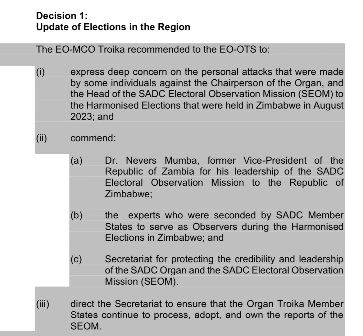 Well, the <a href="/HHichilema/">Hakainde Hichilema</a> troika, issued a statement whining about the Mumba SEOM &amp; our firm response 😂

He is bringing feelings to troika meetings. 

<a href="/ibbosnr/">Ibbo D Mandaza</a> as you can see there is nothing more from SADC. We will chair the summit in Zimbabwe. Done &amp; dusted

Hichilema is a wimp 😂
