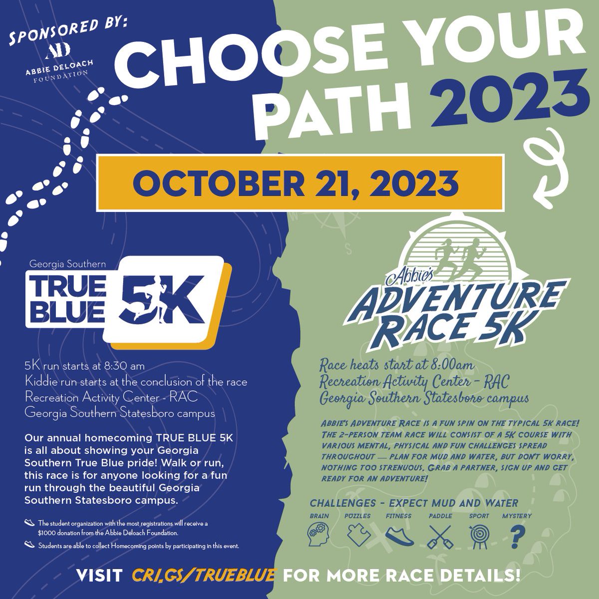 ONE more sleep until the #TrueBlue 5k and guess what? There's still time to register! In-person registration is available October 20-21 at the RAC! Don't miss out on the fun! #RACLife