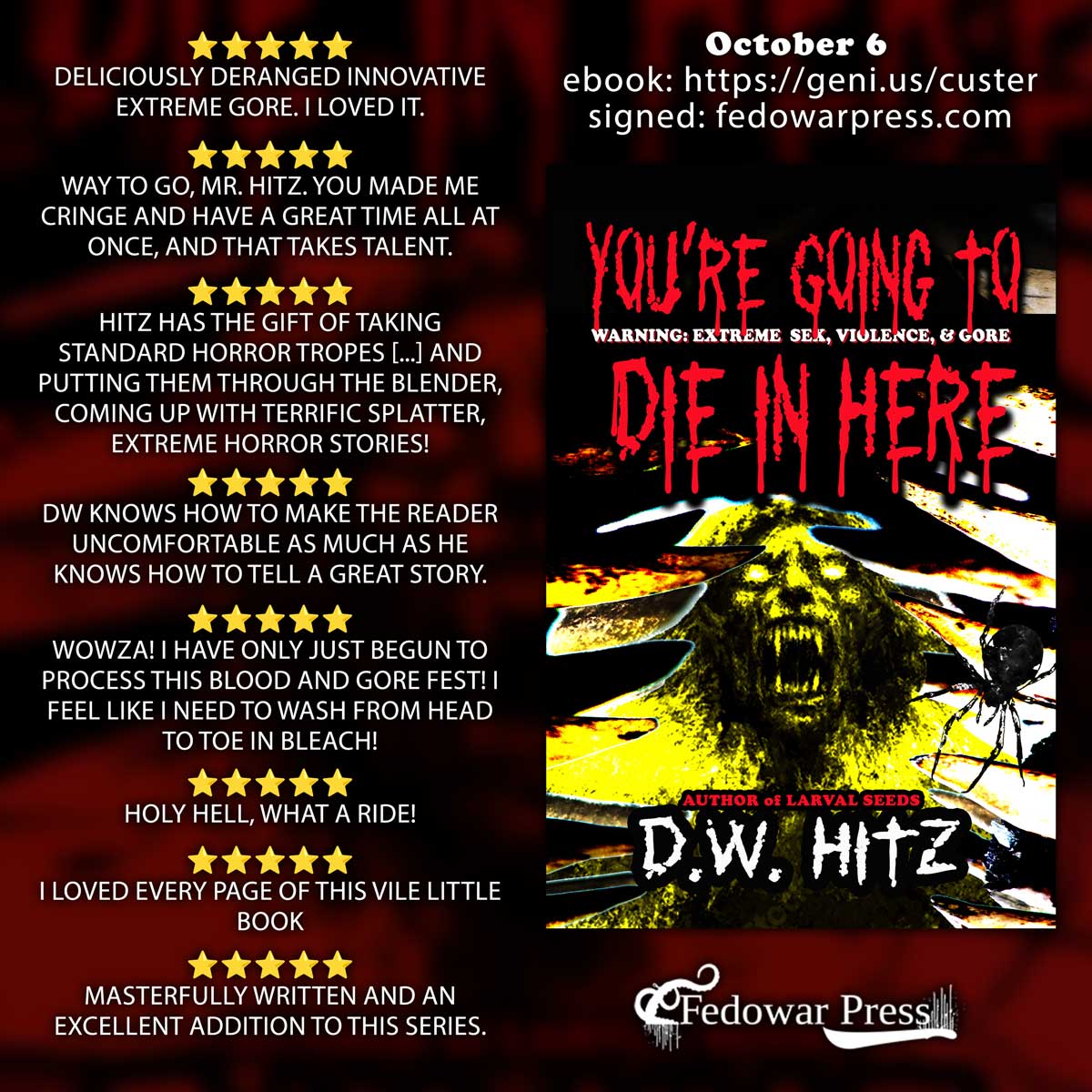 Out in just over a week. Preorder now!

#extremehorror #splatterpunk #extremehorrorbooks #splatterpunkbooks