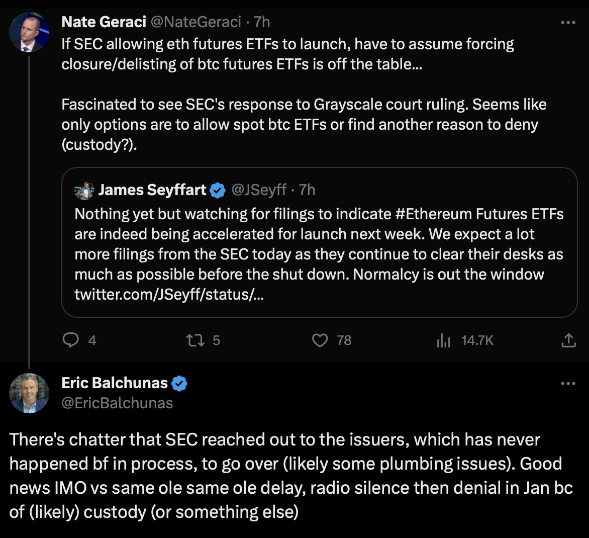 JUST IN: Senior Bloomberg ETF Analyst Eric Balchunas reports that there is  