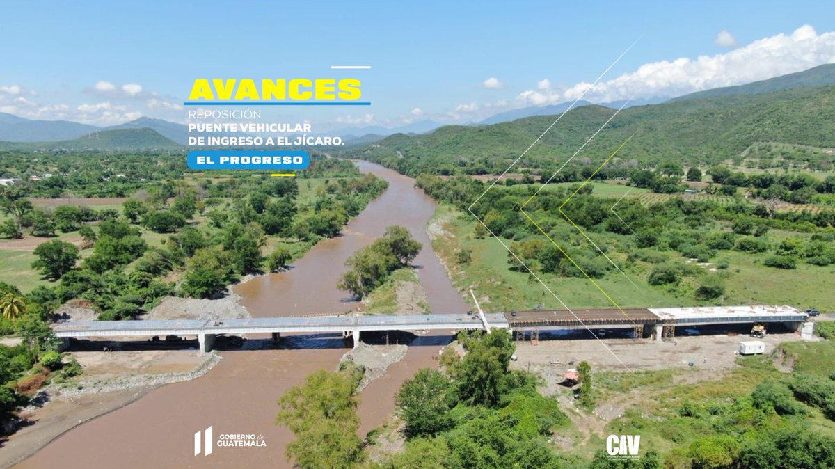 CIV_Guatemala's tweet image. #ReporteDeAcciones |⏩️🚧  Continúamos trabajando en la Reposición del puente vehicular de ingreso a El Jícaro, #ElProgreso. 🌉