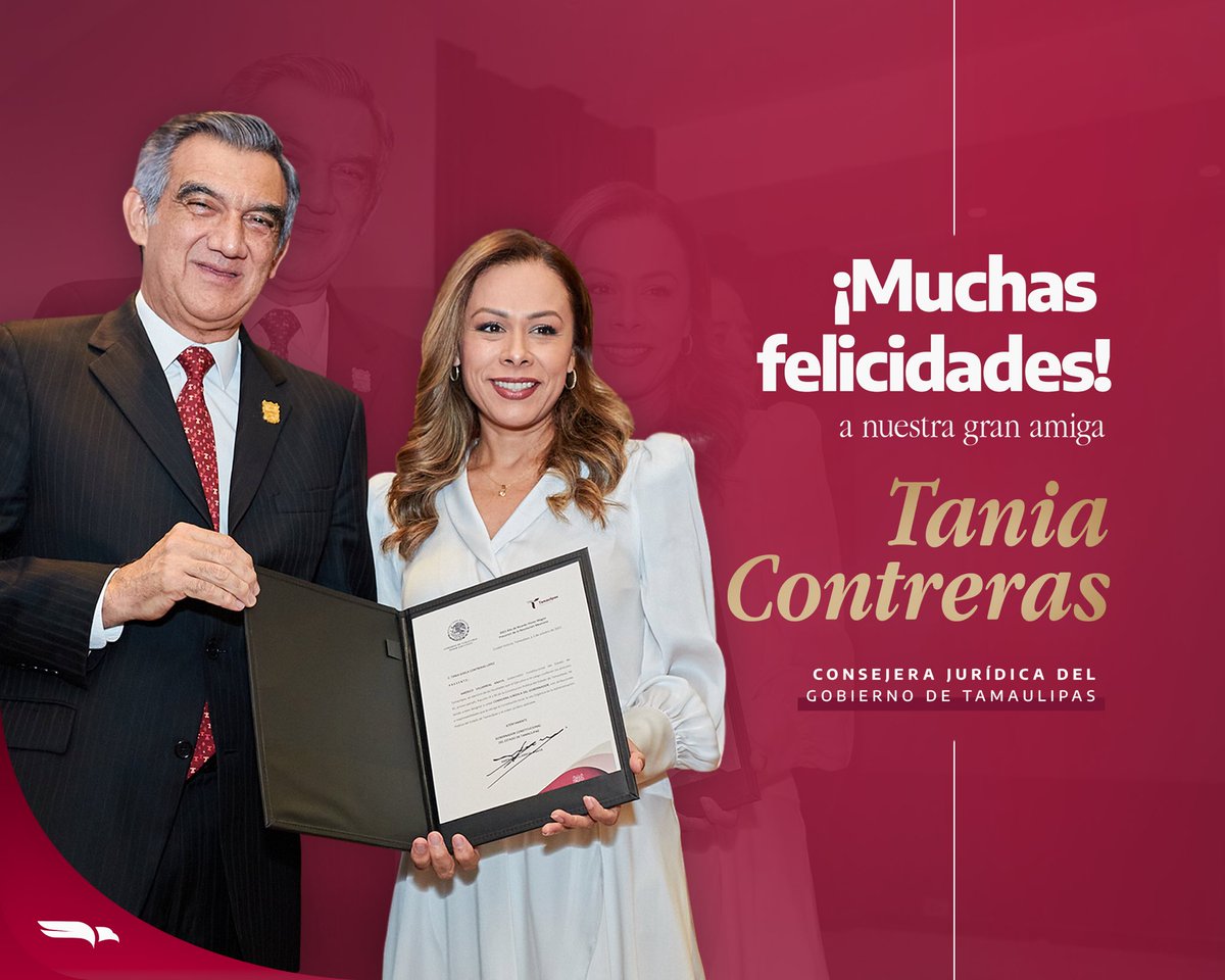 Dr_AVillarreal's tweet photo. Felicidades, Tania Contreras, Consejera Jurídica del Gobierno del Estado de Tamaulipas, en motivo de tu cumpleaños. Deseo que pases un día rodeada de amor y alegría. Recibe un gran abrazo de mi parte. https://t.co/jeXvswysoL