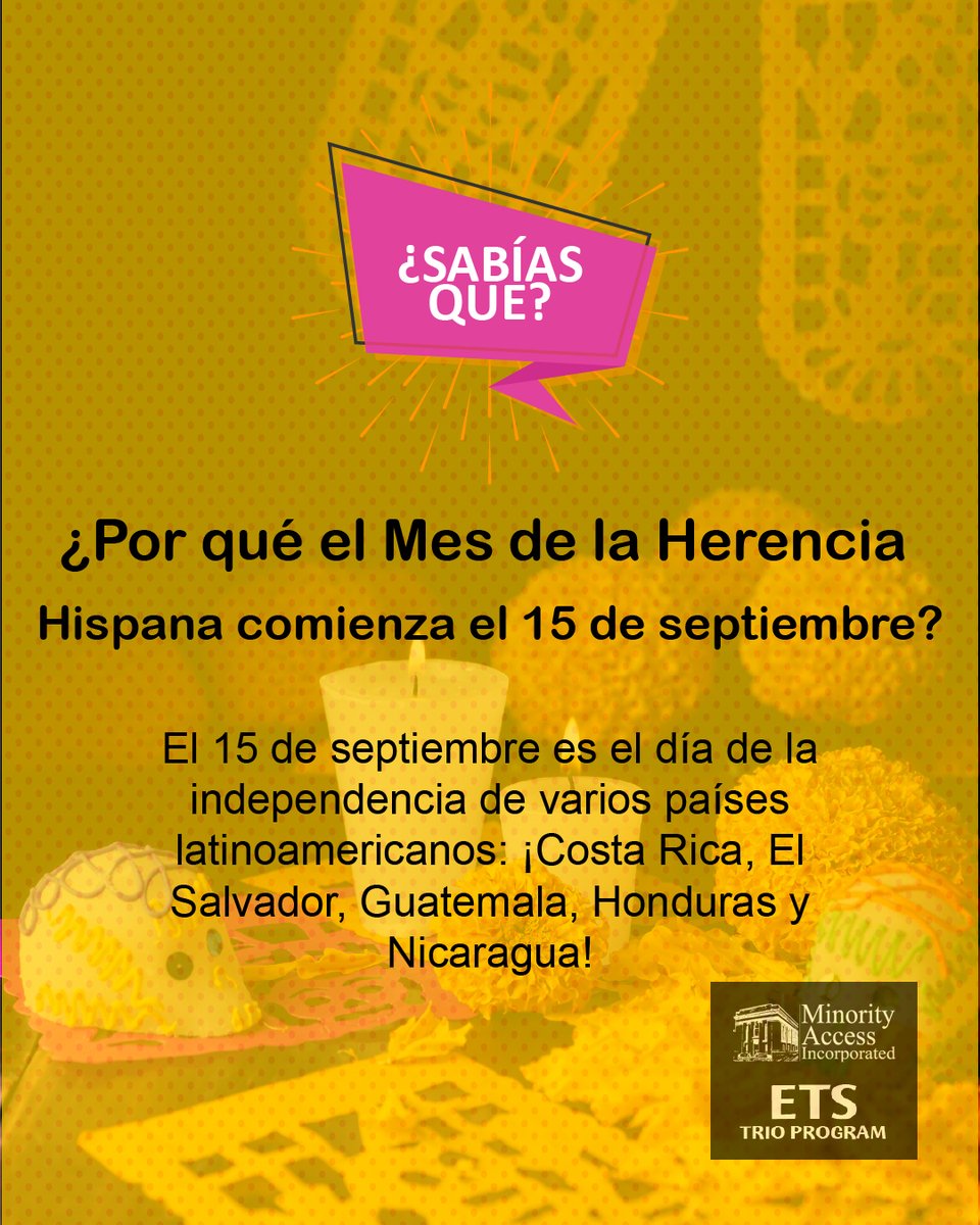 mai_etsprogram's tweet image. ¿Sabías: Por qué el Mes de la Herencia Hispana comienza el 15 de septiembre?
#HispanicHeritageMonth2023 #LatinAmericanIndependenceDay #CelebratingCulture