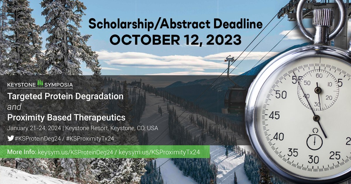 Get your scholarship applications & abstract submissions in now! You've only got until 10/12 at 11:59pm MDT for the #TargetedProteinDegradation joint meeting with #ProximityBasedTherapeutics. hubs.la/Q023C_T30 or hubs.la/Q023D80D0 #KSProteinDeg24 #KSProximityTx24