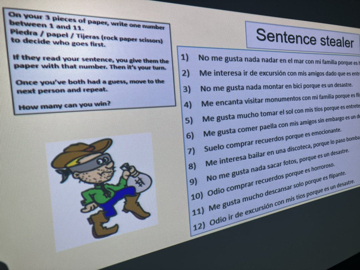 High engagement with Y9 doing some sentence stealing! 🇪🇸