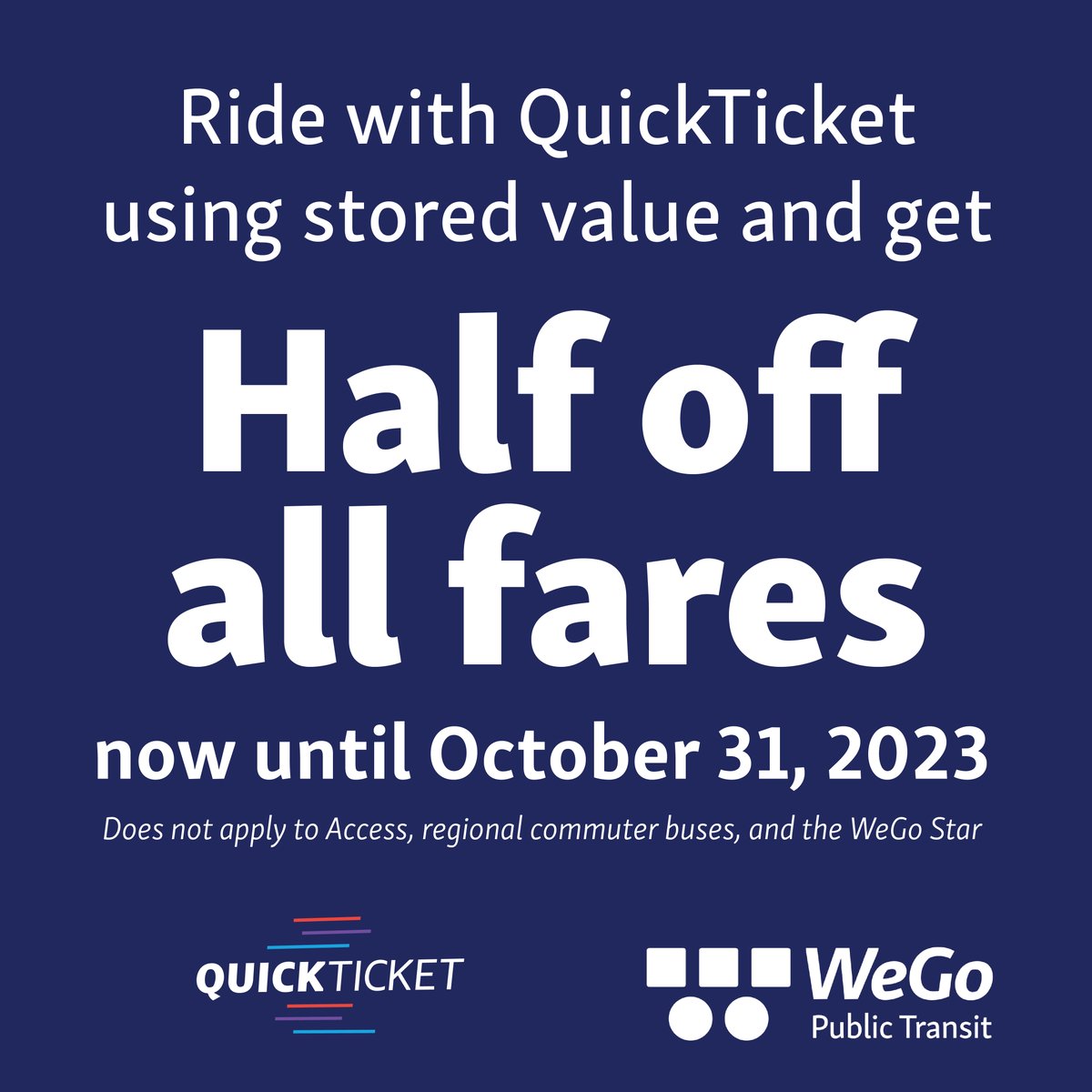 WeGoTransit's tweet photo. Four more days until everyone can enjoy faster boarding and more on time arrivals as all riders will need QuickTicket or exact change. Learn more about these changes here: https://t.co/Fo6kUbdtzk

#nashville #publictransit #rollwithwego https://t.co/eOKsfQLG9B