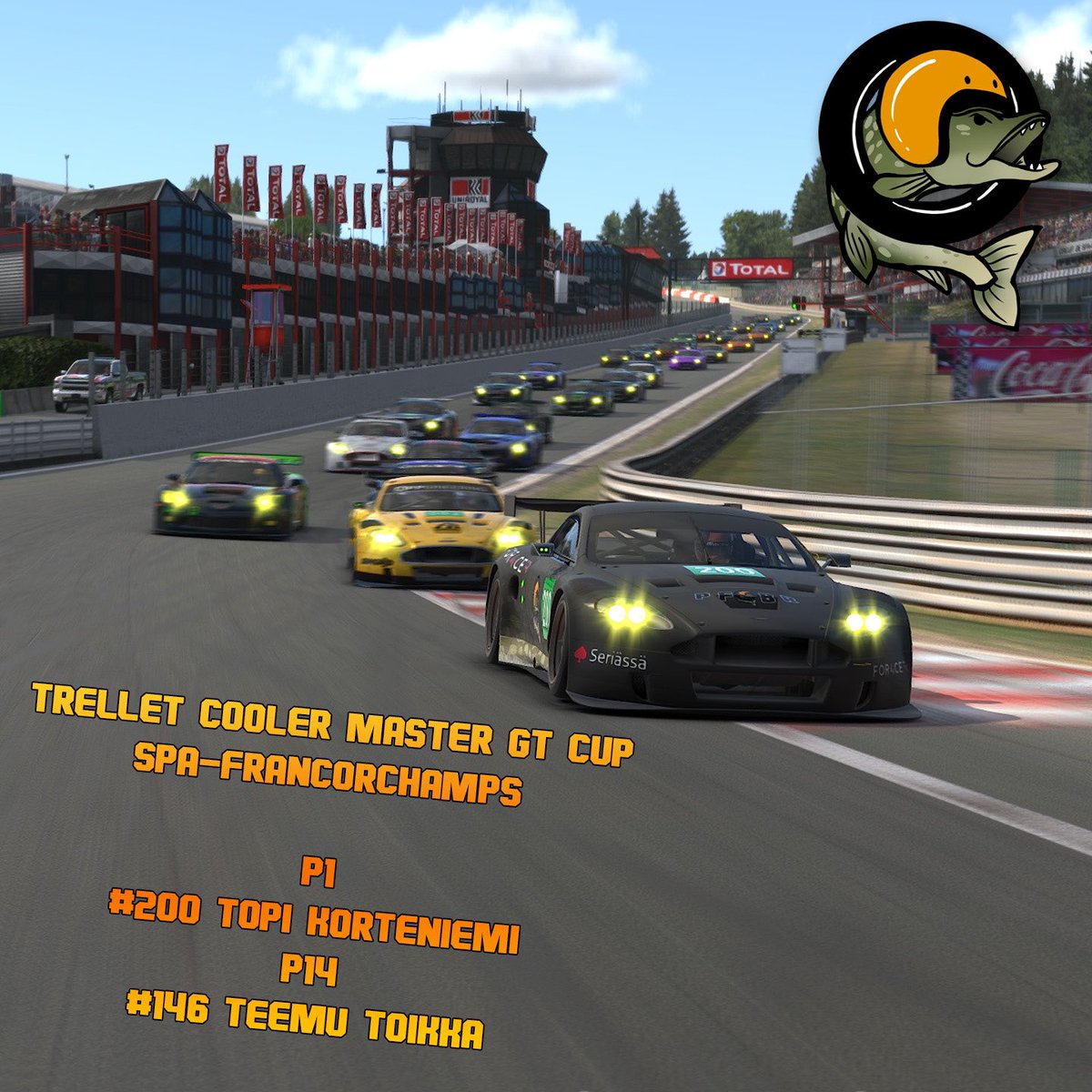 Long anticipated opening win for Topi in the Trellet Cooler Master GT Cup at Spa 💪🏻 and <a href="/tesnaukki/">Teemu Toikka</a> P14

Good race and P1 in the series as well so let’s see what the season finale brings 😎

#makepikegreatagain #simracingfi #esportsfi #iracing