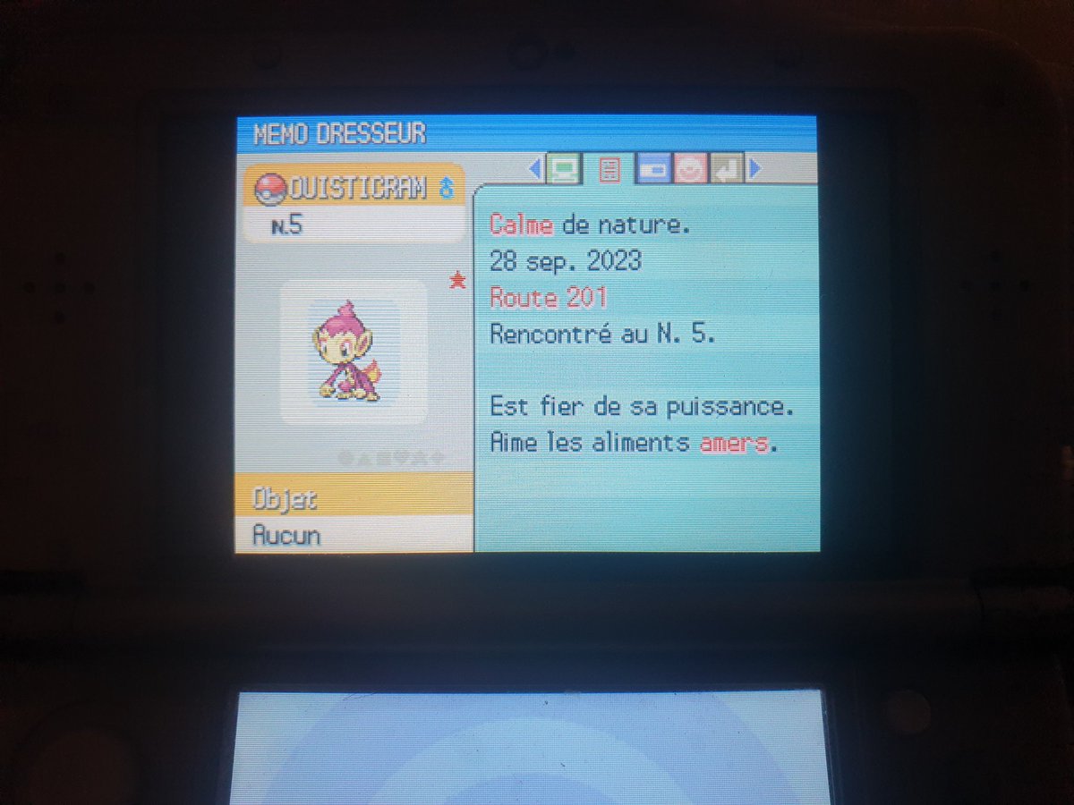 Ouisticram shiny en 5722 SRs sur Pokémon platine !!~