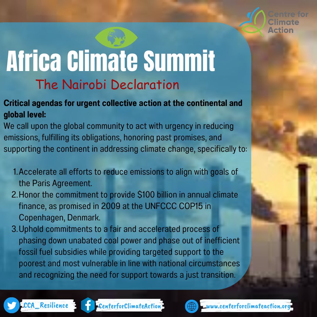 The Africa Climate Summit Nairobi Declaration identified the following to be critical agendas for urgent collective action at the continental and global level.
<a href="/followers/">はうはう</a> will the critical agendas be addressed by Global North?