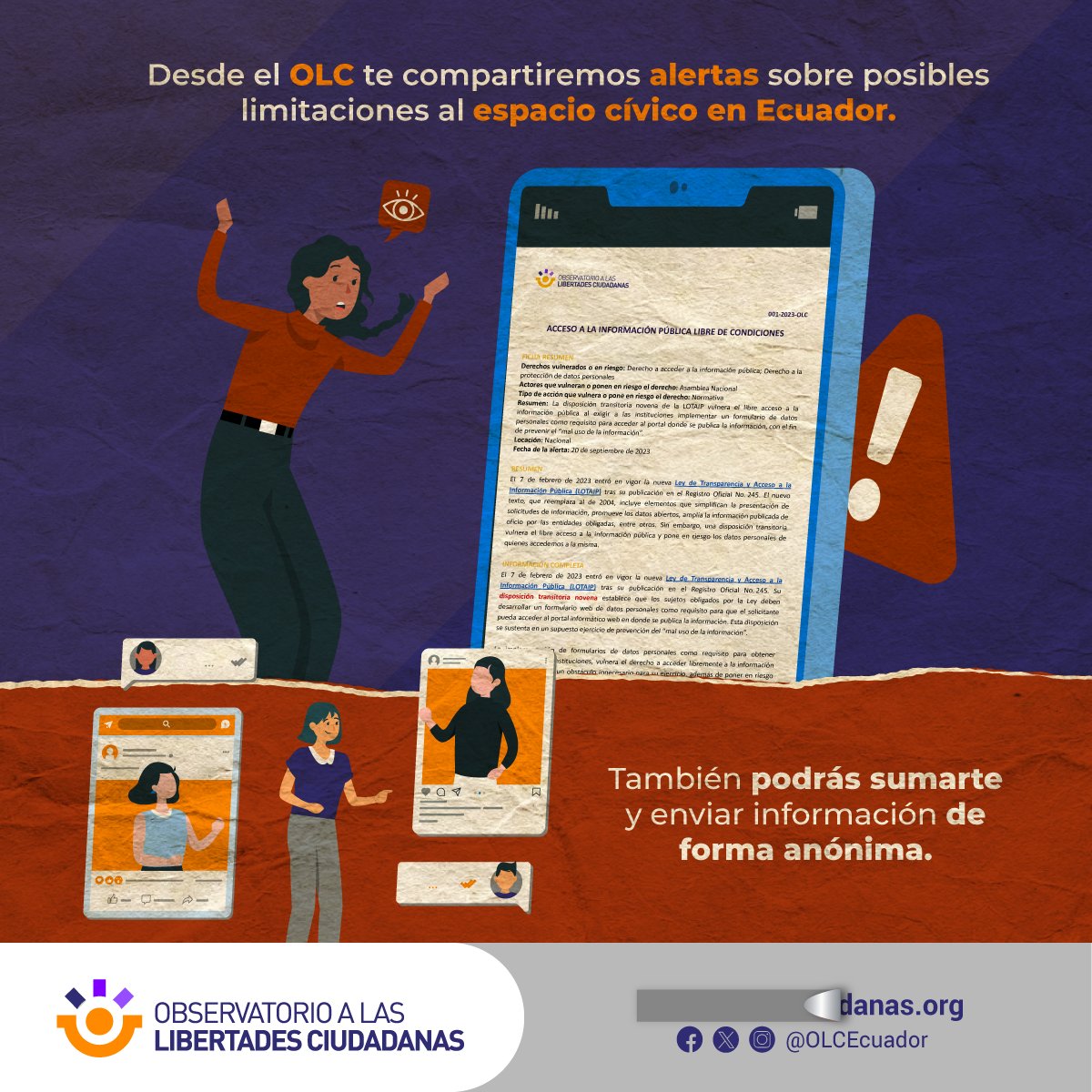 Pronto podrás visitar nuestro sitio web y conocer más sobre el monitoreo que realizamos al espacio cívico en #Ecuador.