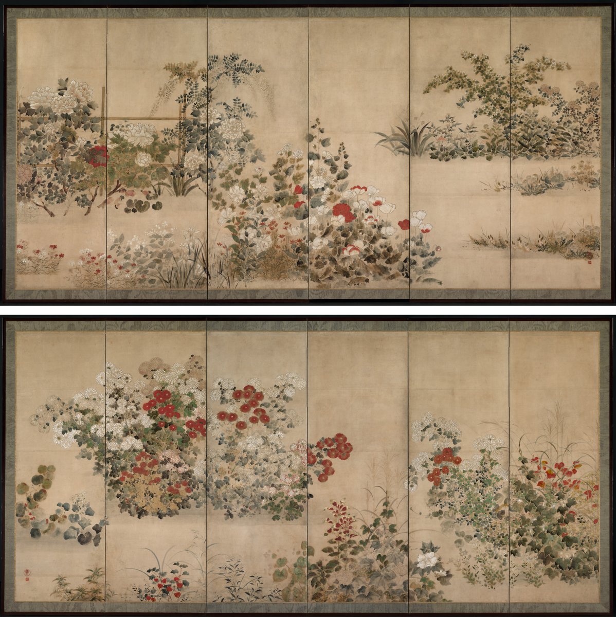 Flowers and Grasses, by Kitagawa Sosetsu, mid-1600s #rimpa