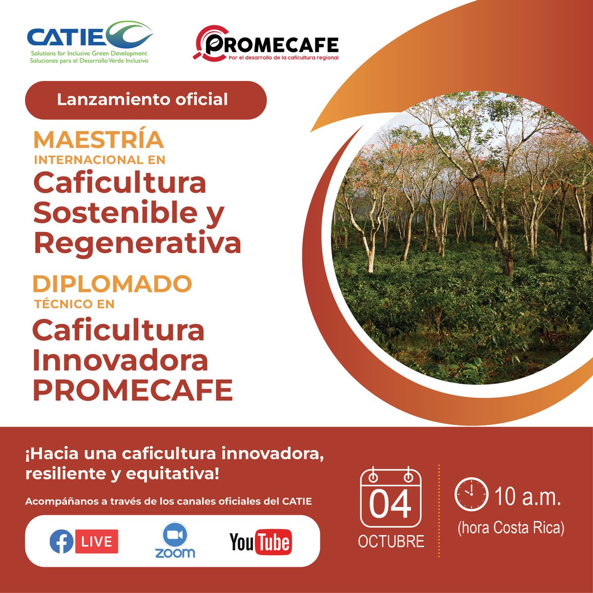 CATIEOficial's tweet photo. ¡Acompáñanos a nuestro evento virtual de lanzamiento! Conoce todos los detalles de nuestras nuevas ofertas académicas en conjunto con @Promecafe 🤝☕🌱

Para unirte vía Zoom guarda este enlace ➡ https://t.co/rozGwk41Zj 

El futuro del café inicia aquí 📌👊🚀 https://t.co/ZEJOkjRkRS