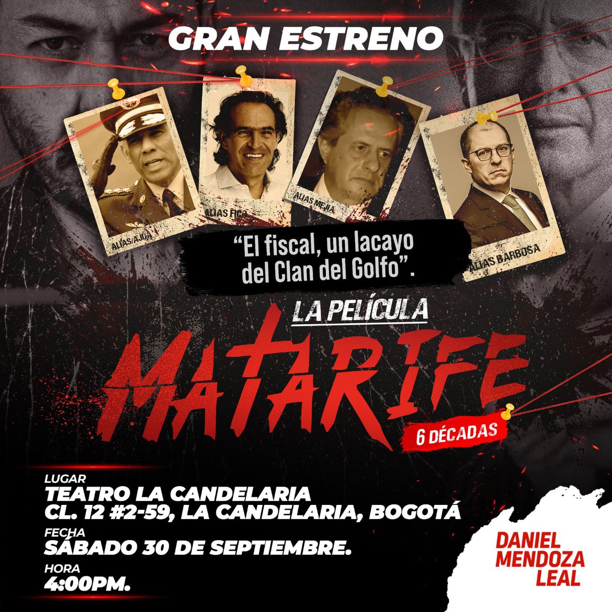 DonIzquierdo_'s tweet photo. ¿Y qué tal si viralizamos este póster del estreno de Matarife la película?

¿Me ayudan? 

Este sábado a las 4PM en Bogotá. 🙌🏻🔥 https://t.co/kjQH50K7MW