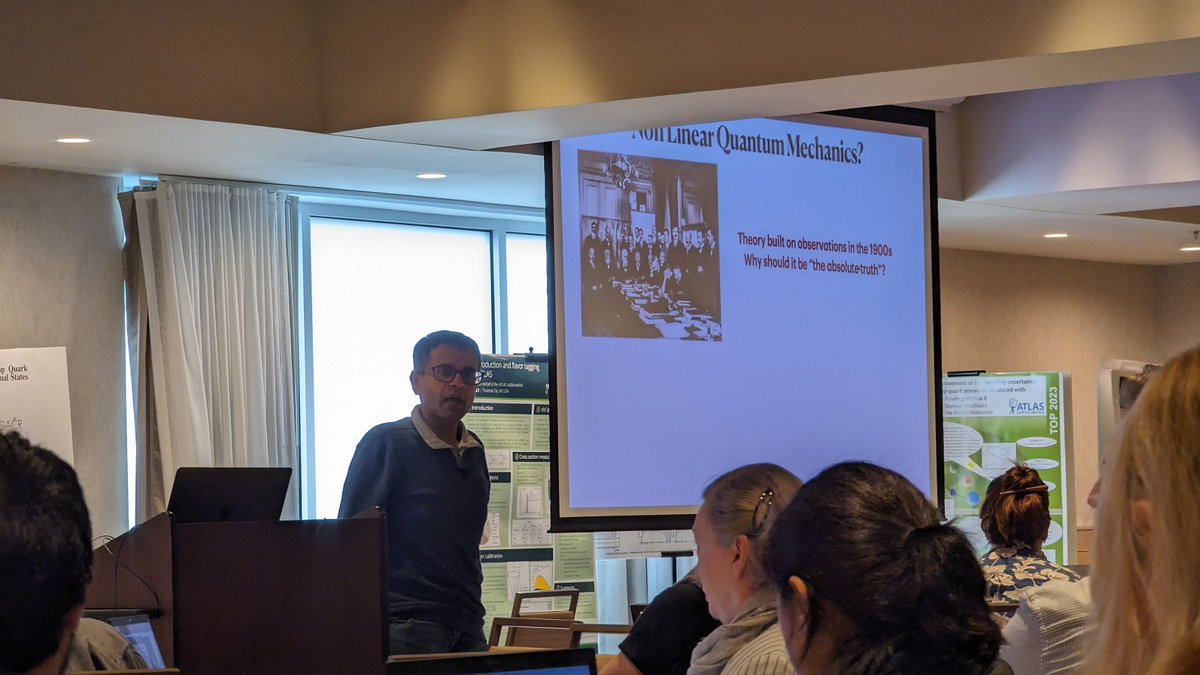 TopConf2023's tweet photo. Up next: 'Top and non-linear QM' by Surjeet Rajendran. Get ready to bend your minds, because this talk promises to be anything but 'linear'! #TOPQ2023 #Quantum https://t.co/twFsOLbsh3