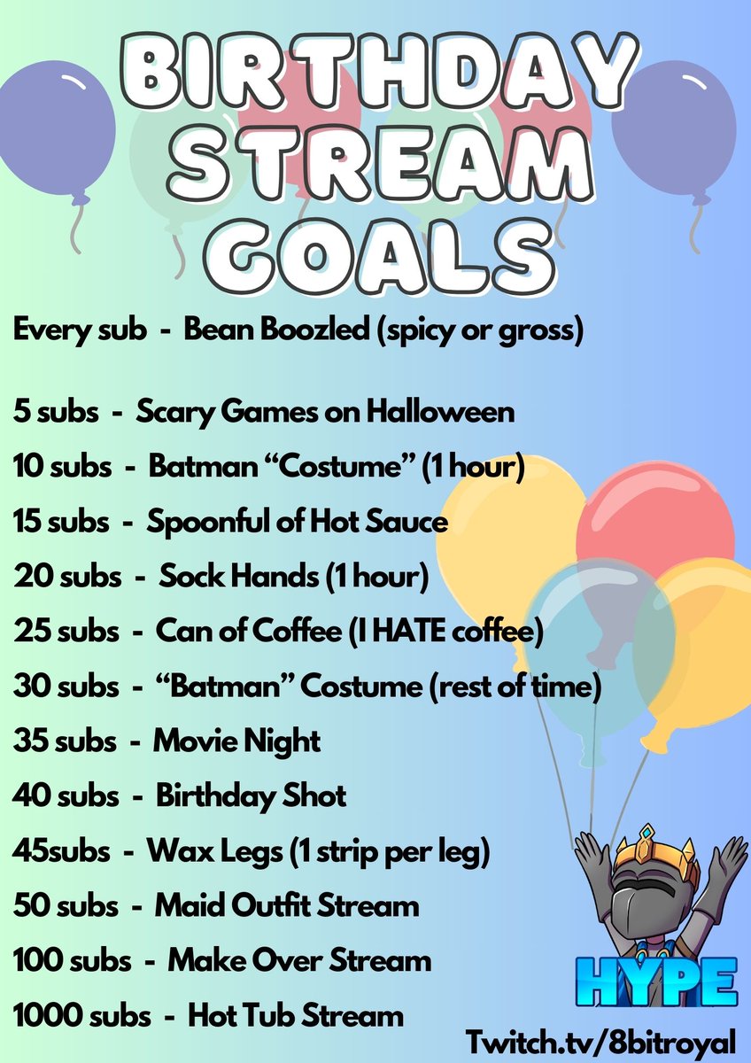 8bit_royal's tweet photo. Birthday Stream Saturday, September 30th starting at 2pm EST!!! Lots of Goals and Prizes and FUN!!! https://t.co/8fTX1K5gQ8
