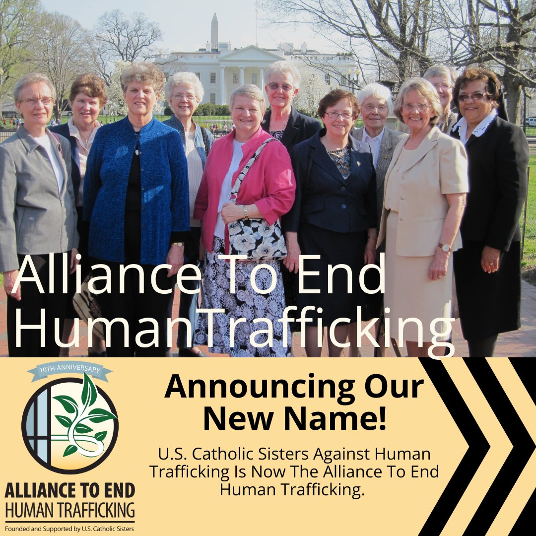 alliancetoendHT's tweet photo. Ten years ago, a Catholic sister’s inspiration led to a nationwide movement to address human trafficking. Going forward, USCSAHT will continue to break barriers as the Alliance To End Human Trafficking. Learn more https://t.co/xeY5qq9U0A #BreakingBarriers #EndHumanTrafficking https://t.co/EPqYUahAQ6