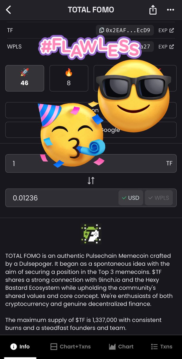 TOTALFOMO's tweet photo. Have you had a chance to check out our token description on #Dexscreener? 😊🎉

#9inch #PulseChain #MemeCoinSeason #PulseSeason https://t.co/VHFRwAHTLj