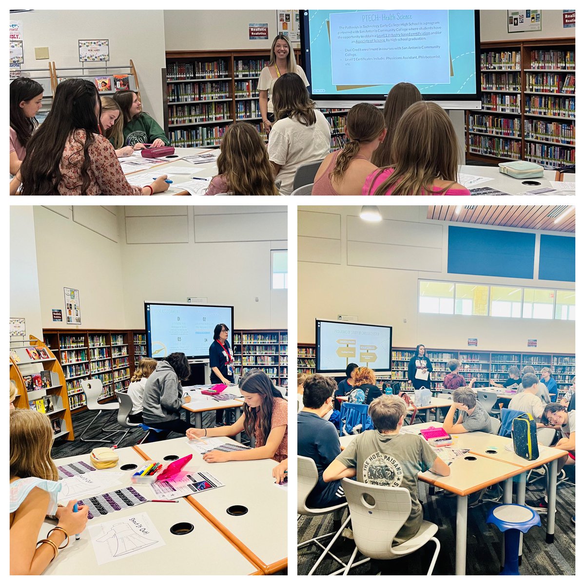 murrahiteach's tweet photo. Day 2 for Voss Eagles CCR classes. We are learning about BISD Programs of Study. Thanks Mrs. Reeh for sharing P-Tech Health Science info. Great day to be an Eagle! @VossMiddle @BoerneISD @Boernehs @lisa_reeh @HeatherCWillis https://t.co/hnSavrvrjq
