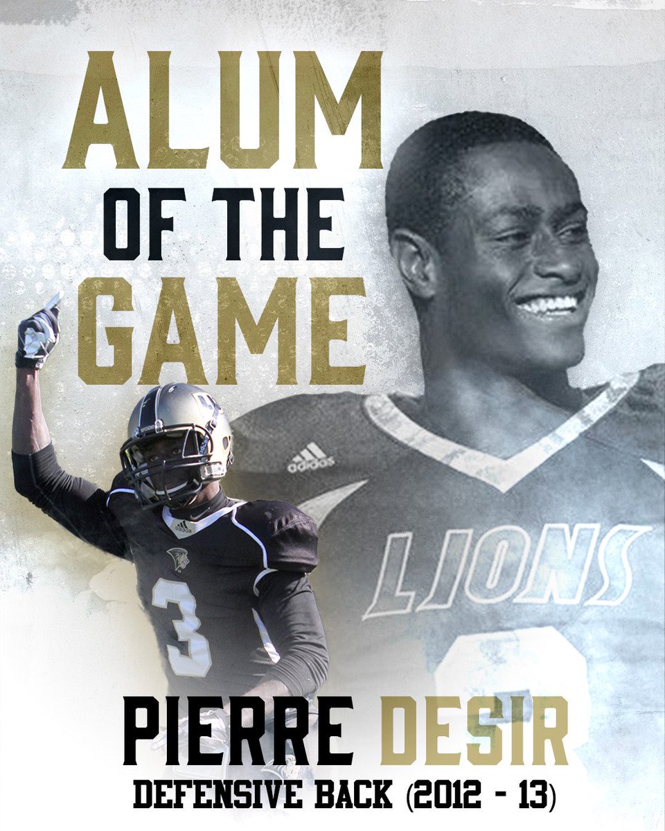 LindenwoodFB's tweet photo. The first Lion ever selected in the NFL Draft. 

A homegrown, lockdown defensive back that earned first-team All-American and conference honors. 

Cliff Harris Award winner 🏆 and our Alum of the Game this week: 

Pierre Desir 🙌🏻 

#GoLions | https://t.co/FyRfnLEzlJ