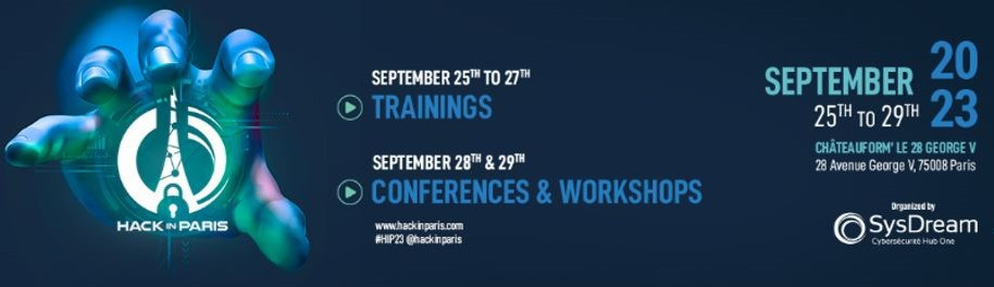 [CYBERSÉCURITÉ] Dernière opportunité demain pour suivre une conférence #CyberSécurité sur #HackinParis ! Lateral movement, persisitance, navigateurs, Microsoft Defender... Choisissez votre programme #HIP2023 #hacking #RSSI #CyberSécurité @Sysdream ow.ly/BP3U50PQI3O