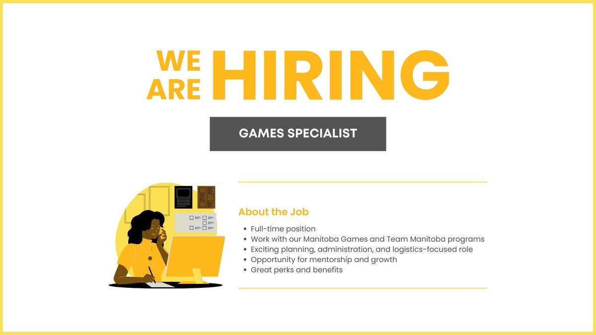 📣 Job alert: The Games Specialist will support the delivery of major events and support provincial and national sport programs. 

Work on the 2024 Manitoba Games powered by Manitoba Hydro, the 2025 Canada Games and more!

☑️ Apply now: buff.ly/3t3AS2u