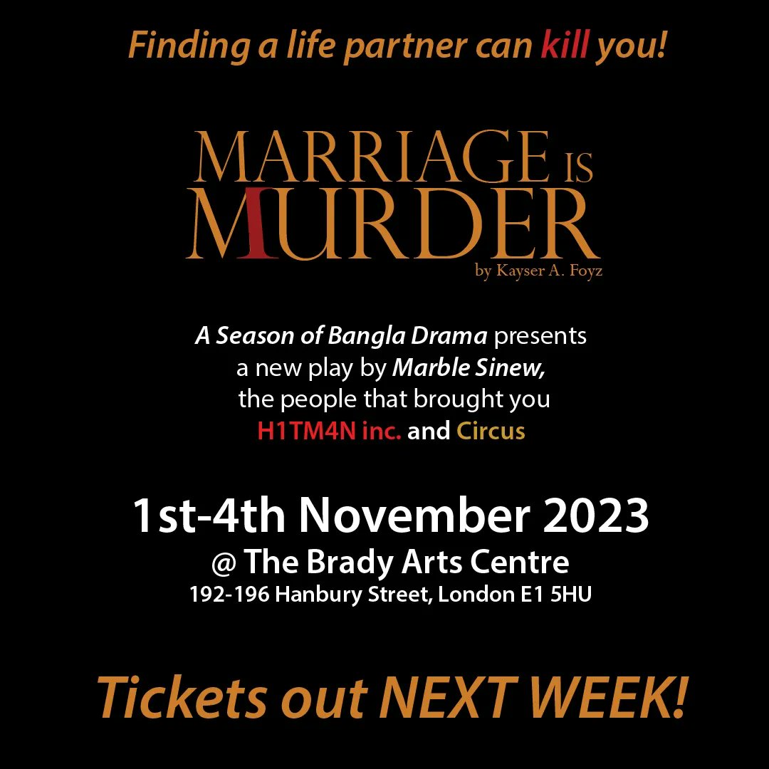 MarbleSinew's tweet photo. Introducing our 10th play Marriage is Murder, part of @ASeasonBanglaD 20th anniversary festival! https://t.co/SoTYWX3979