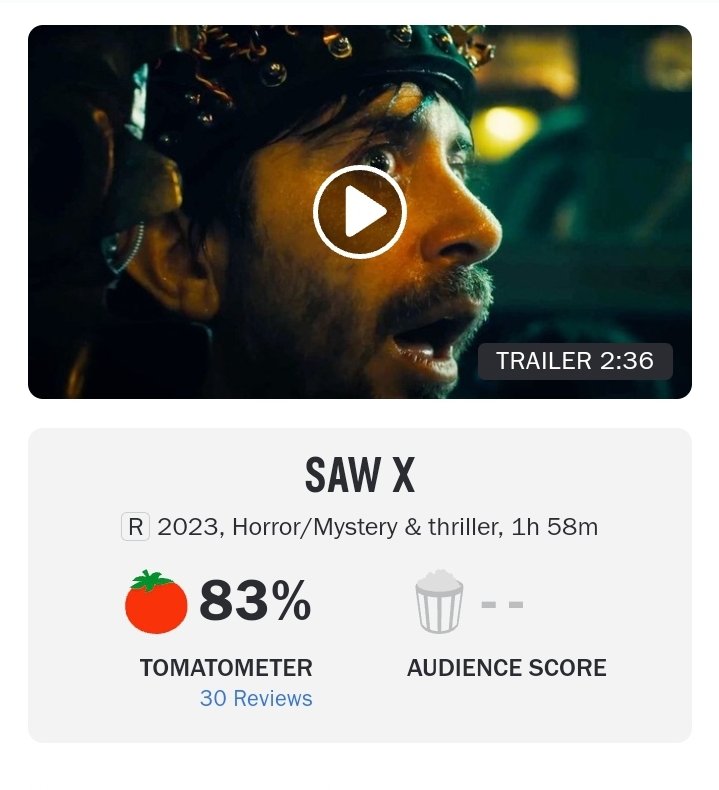 Portal Box Office on X: Franquia 'Jogos Mortais' no Rotten Tomatoes. Jogos  Mortais X (2023) - 🍅 83% Jogos Mortais (2004) - 🍀50% Jogos Mortais 6  (2009) - 🍀39% Spiral (2021) - 🍀 37% Jogos Mortais 2 (2005) - 🍀37% Jigsaw  (2017) - 🍀32% Jogos Mortais