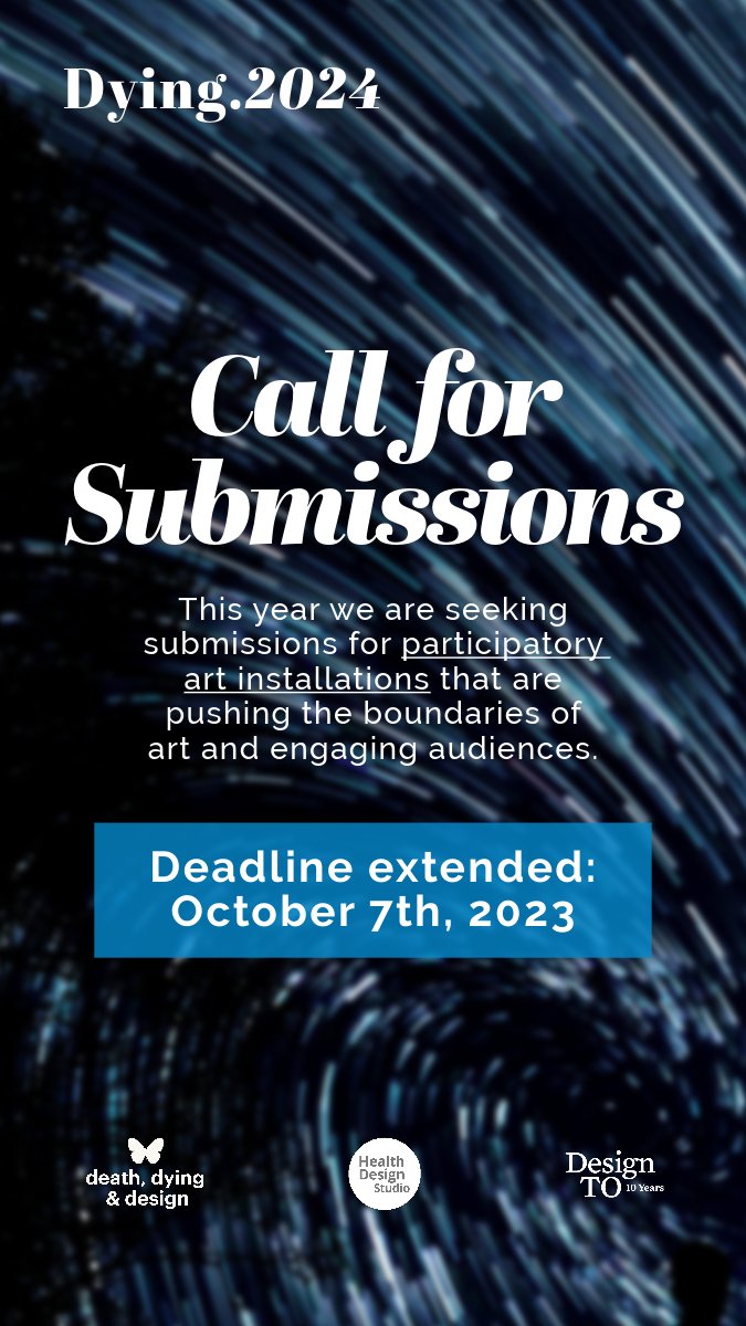 dyingseries's tweet photo. Excited to share our call for submissions for the next Dying.exhibit!
This year we are inviting contributions under the following themes:
- Design research
- Public engagement and public installation
- Designing for loss and grief more broadly
#EndOfLife #grief #dying #design https://t.co/35UJqS4o89