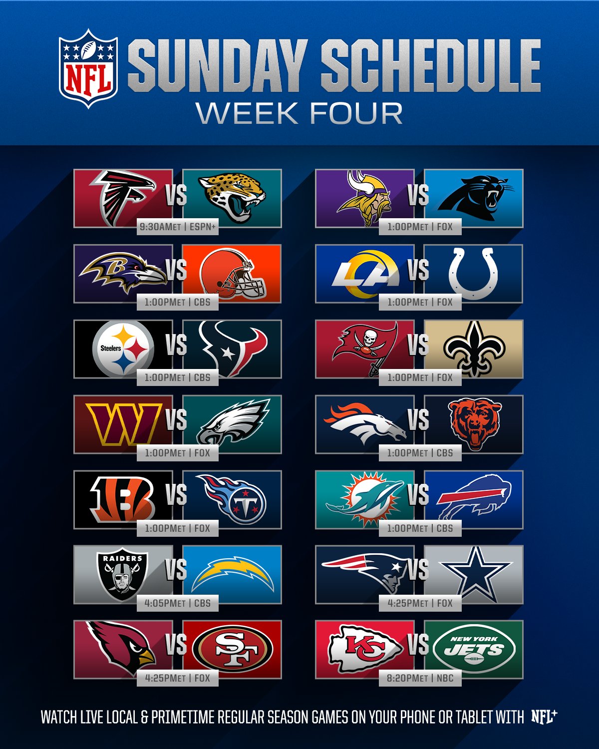 what is the nfl schedule tomorrow